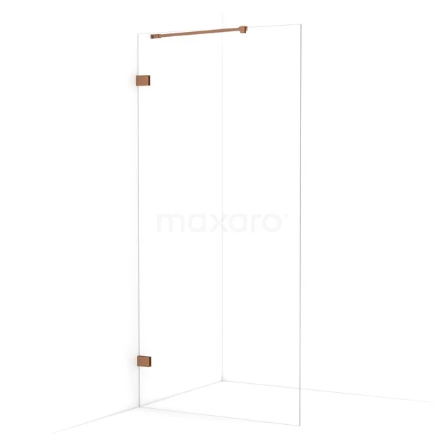 Diamond Walk-in shower | 90 cm Copper Clear glass Fixed wall IDA09220KP