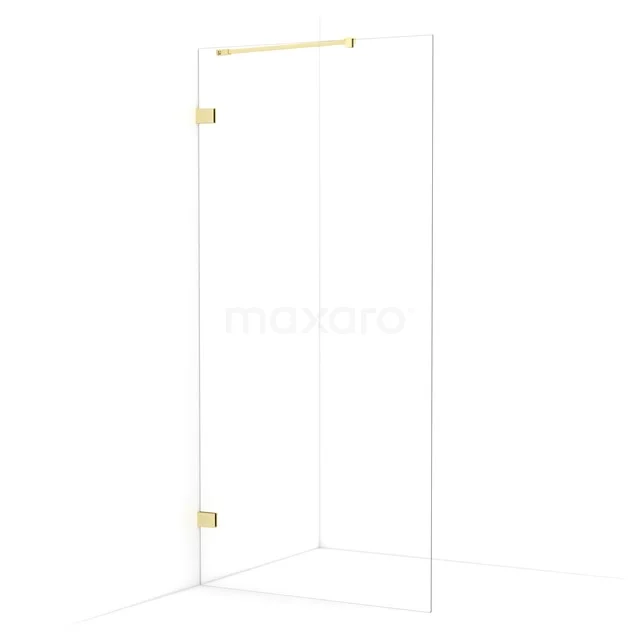 Diamond Walk-in shower | 100 cm Light gold Clear glass Fixed wall IDA10220LG