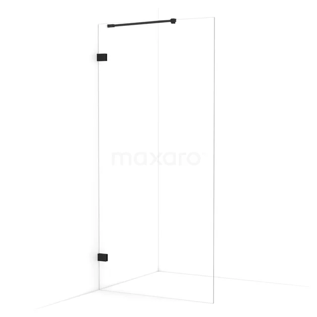 Diamond Walk-in shower | 100 cm Matte black Clear glass Fixed wall IDA10220MB
