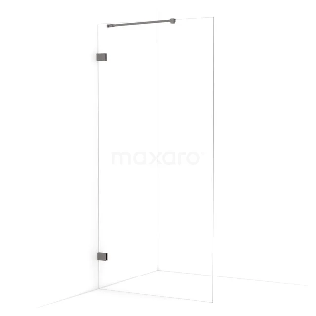 Diamond Walk-in shower | 100 cm Black metal Clear glass Fixed wall IDA10220ZM