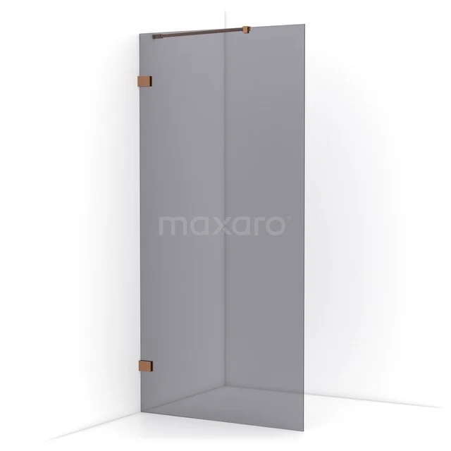 Diamond Walk-in shower | 100 cm Copper Smoke glass Fixed wall IDA10221KP