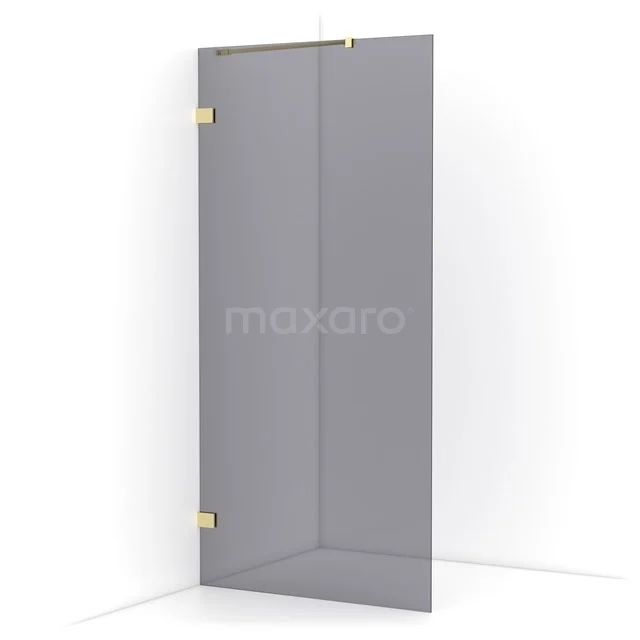 Diamond Walk-in shower | 100 cm Light gold Smoke glass Fixed wall IDA10221LG