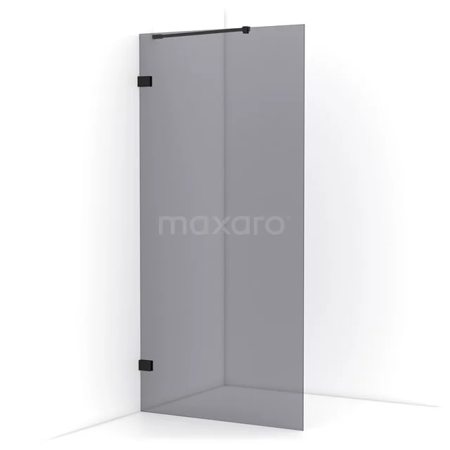 Diamond Inloopdouche | 90 cm Mat zwart Rookglas Vaste wand IDA09221MB