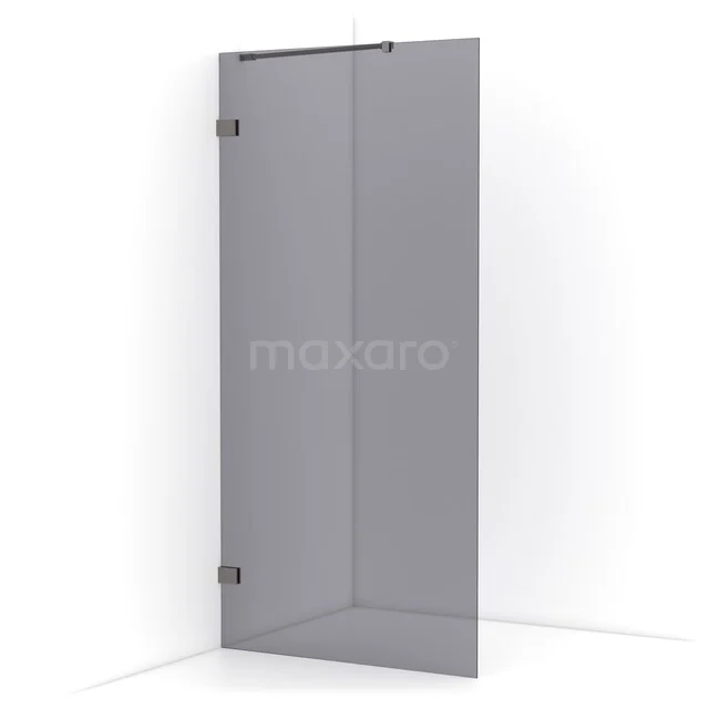 Diamond begehbare Dusche | 100 cm Schwarzes Metall  Feste Wand IDA10221ZM