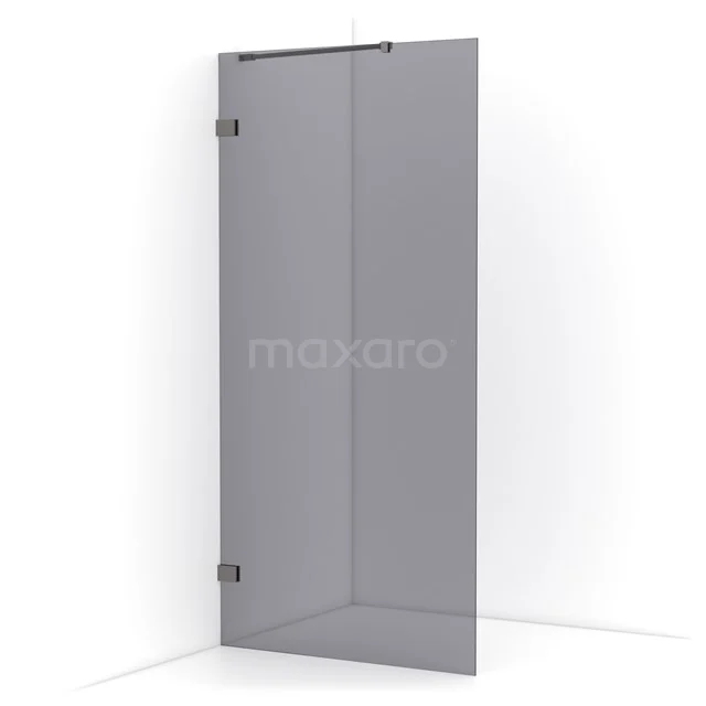 Diamond Walk-in shower | 100 cm Black metal Smoke glass Fixed wall IDA10221ZM