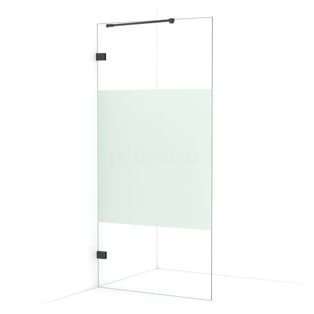 Diamond Walk-in shower | 90 cm Black chrome Clear with matt strip Fixed wall IDA09223BC