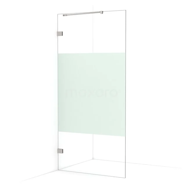 Diamond Walk-in shower | 100 cm Stainless steel Clear with matt strip Fixed wall IDA10223BR