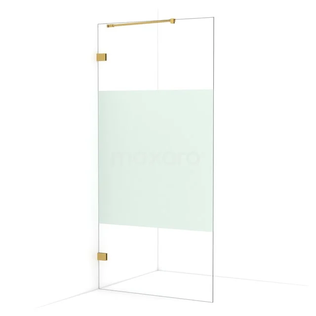 Diamond Walk-in shower | 100 cm Gold Clear with matt strip Fixed wall IDA10223GG
