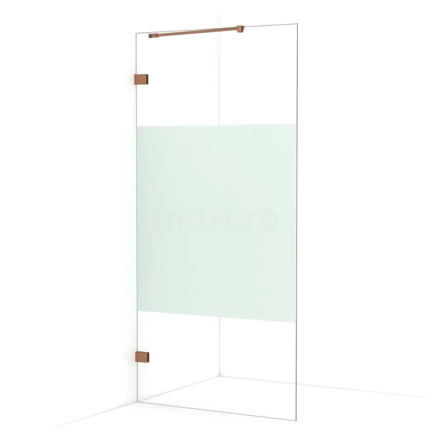 Diamond Walk-in shower | 100 cm Copper Clear with matt strip Fixed wall IDA10223KP