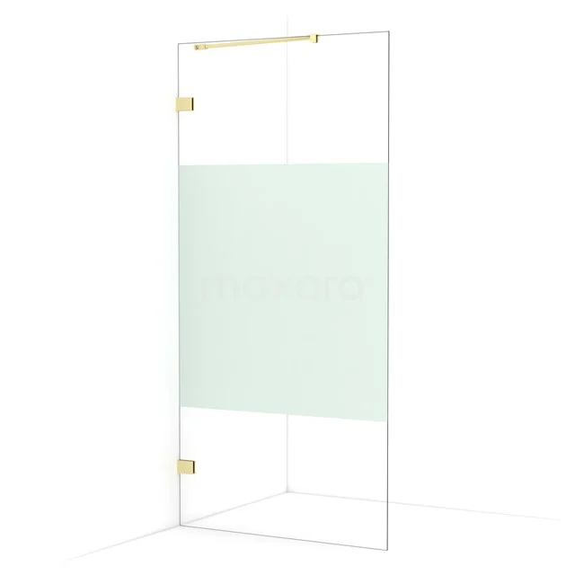 Diamond Walk-in shower | 90 cm Light gold Clear with matt strip Fixed wall IDA09223LG