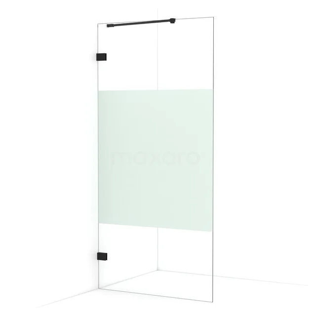 Diamond begehbare Dusche | 100 cm Matt Schwarz  Feste Wand IDA10223MB
