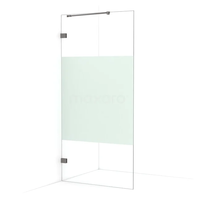 Diamond begehbare Dusche | 100 cm Schwarzes Metall  Feste Wand IDA10223ZM