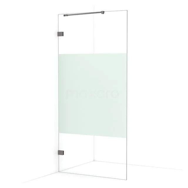 Diamond Walk-in shower | 100 cm Black metal Clear with matt strip Fixed wall IDA10223ZM