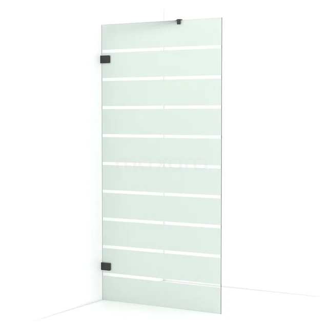 Diamond Walk-in shower | 100 cm Black chrome Clear with matt stripes Fixed wall IDA10226BC