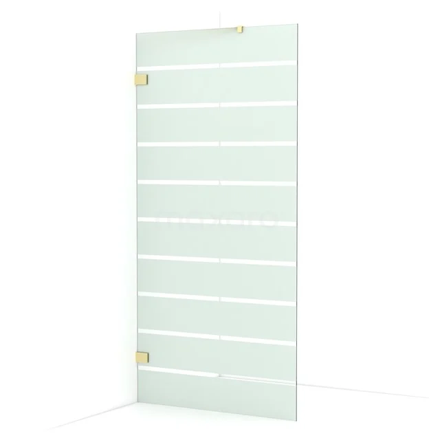 Diamond Walk-in shower | 100 cm Light gold Clear with matt stripes Fixed wall IDA10226LG