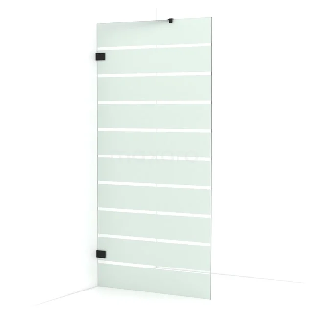 Diamond Walk-in shower | 100 cm Matte black Clear with matt stripes Fixed wall IDA10226MB