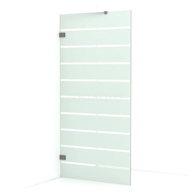 Diamond begehbare Dusche | 100 cm Schwarzes Metall  Feste Wand IDA10226ZM