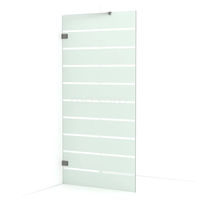 Diamond Walk-in shower | 100 cm Black metal Clear with matt stripes Fixed wall IDA10226ZM