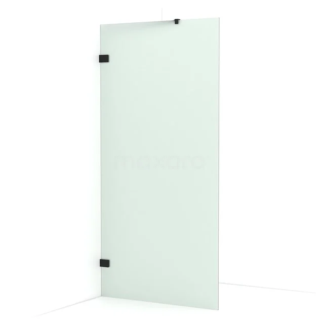 Diamond Walk-in shower | 100 cm Matte black Frosted glass Fixed wall IDA10227MB