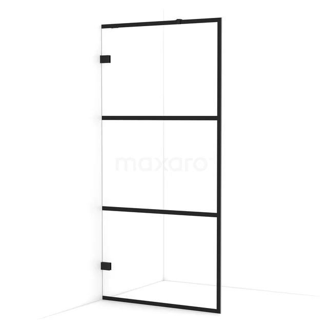 Diamond begehbare Dusche | 90 cm Matt Schwarz  Feste Wand IDA09228MB