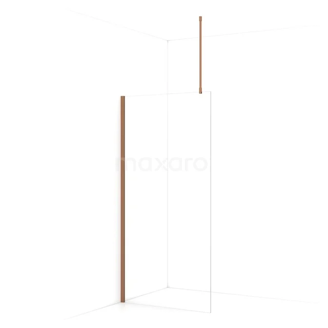 Diamond Walk-in shower | 100 cm Copper Clear glass Fixed wall IDA10710KP