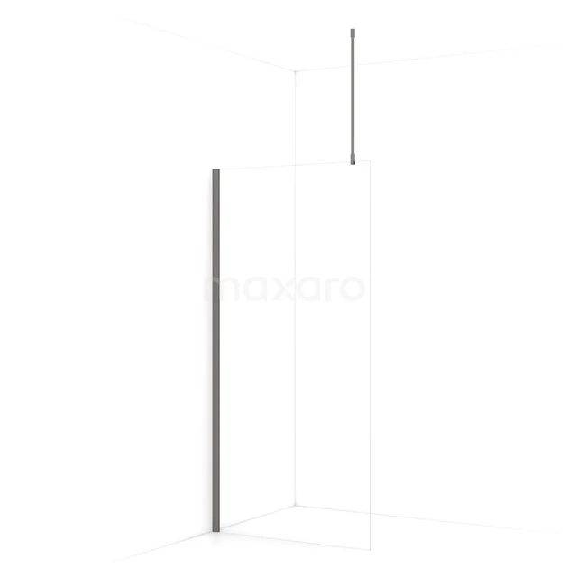 Diamond Walk-in shower | 100 cm Black metal Clear glass Fixed wall IDA10710ZMN