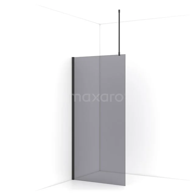 Diamond Walk-in shower | 90 cm Black chrome Smoke glass Fixed wall IDA09711BCN