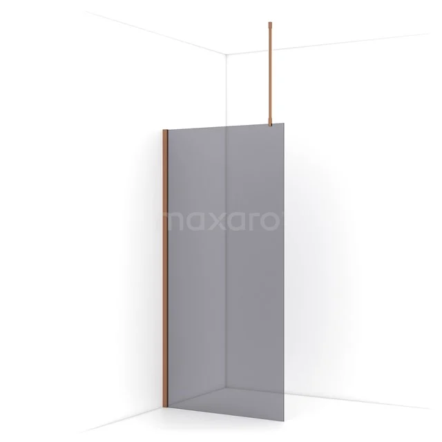 Diamond Walk-in shower | 100 cm Copper Smoke glass Fixed wall IDA10711KP