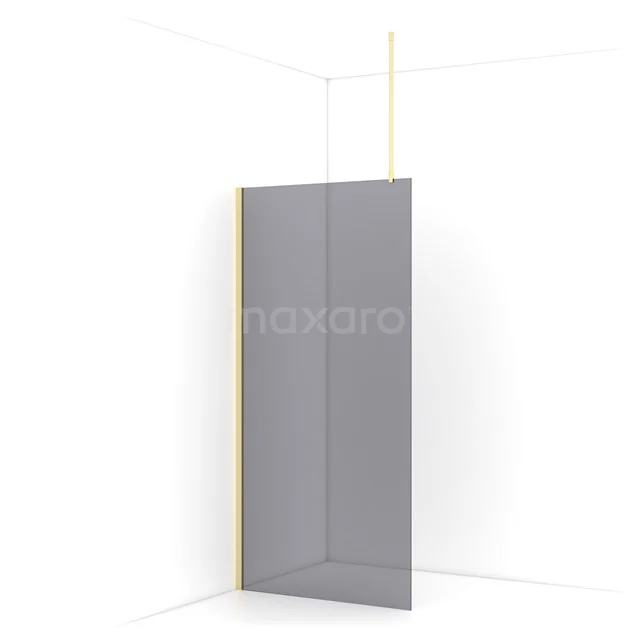 Diamond Walk-in shower | 90 cm Light gold Smoke glass Fixed wall IDA09711LG