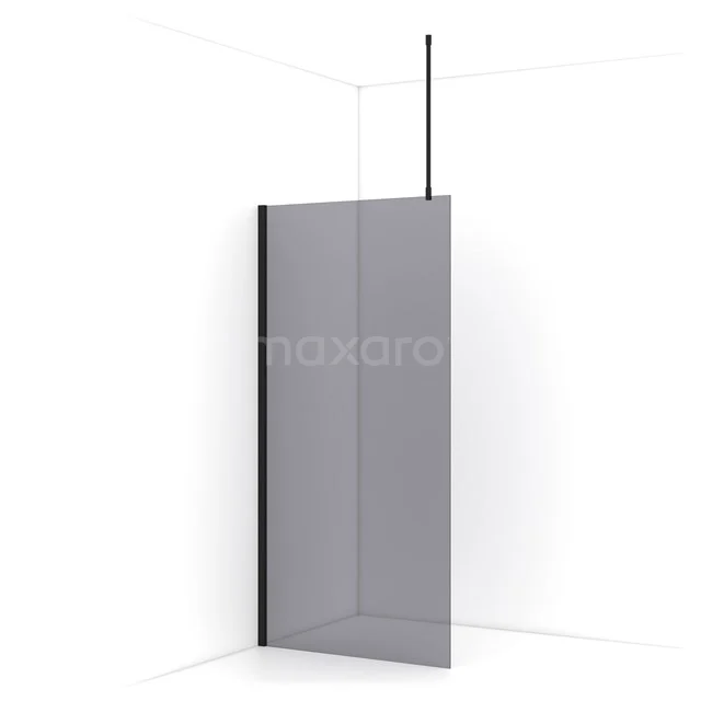 Diamond Walk-in shower | 100 cm Matte black Smoke glass Fixed wall IDA10711MB