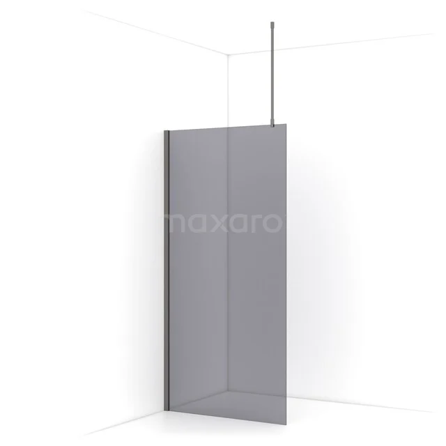 Begehbare Dusche Diamant 90cm Rauchglas Sicherheitsglas Schwarzes Metall IDA09711ZMN