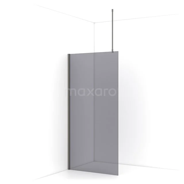 Diamond Walk-in shower | 90 cm Black metal Smoke glass Fixed wall IDA09711ZMN