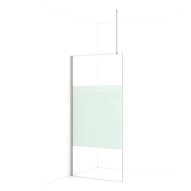 Begehbare Dusche Diamond 100cm aus klarem Sicherheitsglas mit mattem Streifen aus gebürstetem Edelstahl IDA10713BR