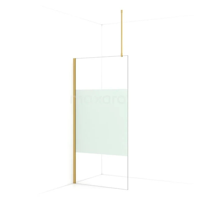 Diamond Walk-in shower | 90 cm Gold Clear with matt strip Fixed wall IDA09713GGN