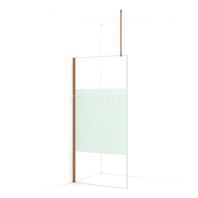 Begehbare Dusche Diamond 90cm aus klarem Sicherheitsglas mit mattem Streifen aus Kupfer IDA09713KP