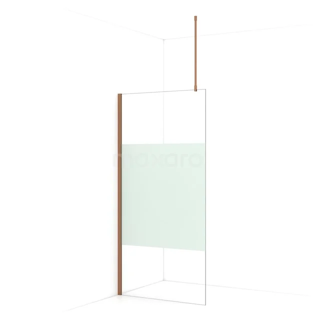 Diamond Walk-in shower | 100 cm Copper Clear with matt strip Fixed wall IDA10713KP
