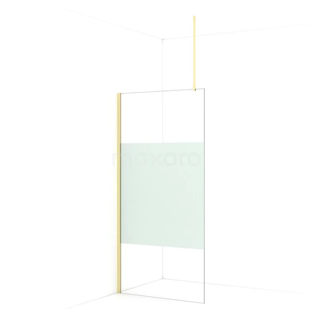 Diamond Walk-in shower | 90 cm Light gold Clear with matt strip Fixed wall IDA09713LG