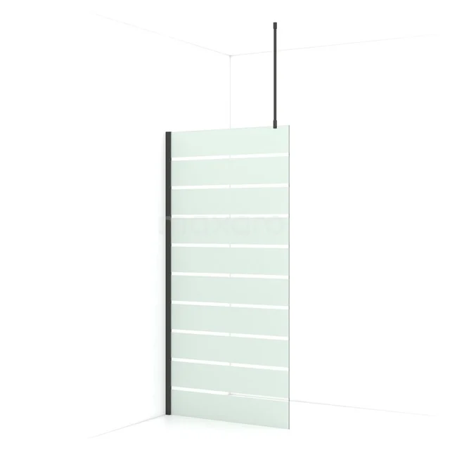 Diamond Walk-in shower | 90 cm Black chrome Clear with matt stripes Fixed wall IDA09716BCN