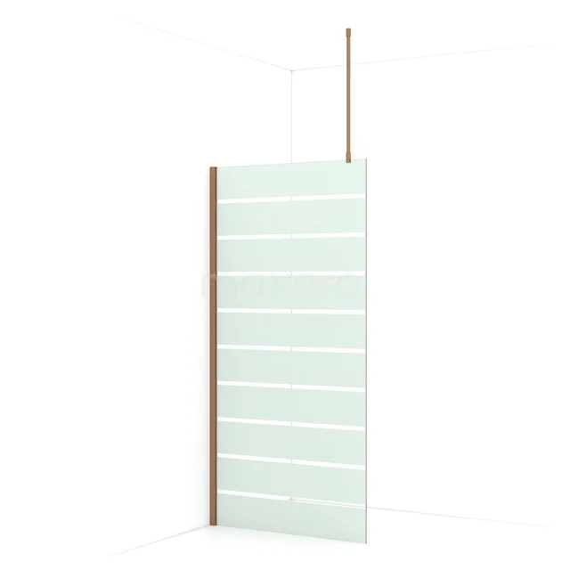 Diamond Walk-in shower | 90 cm Copper Clear with matt stripes Fixed wall IDA09716KP