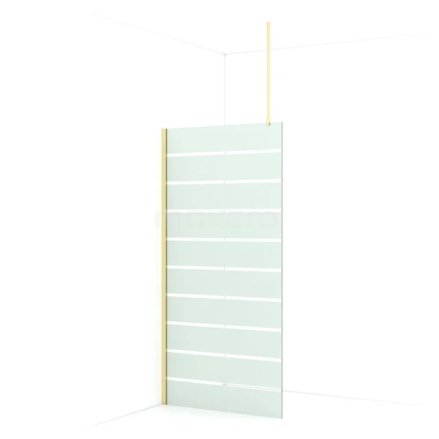 Diamond Walk-in shower | 90 cm Light gold Clear with matt stripes Fixed wall IDA09716LG