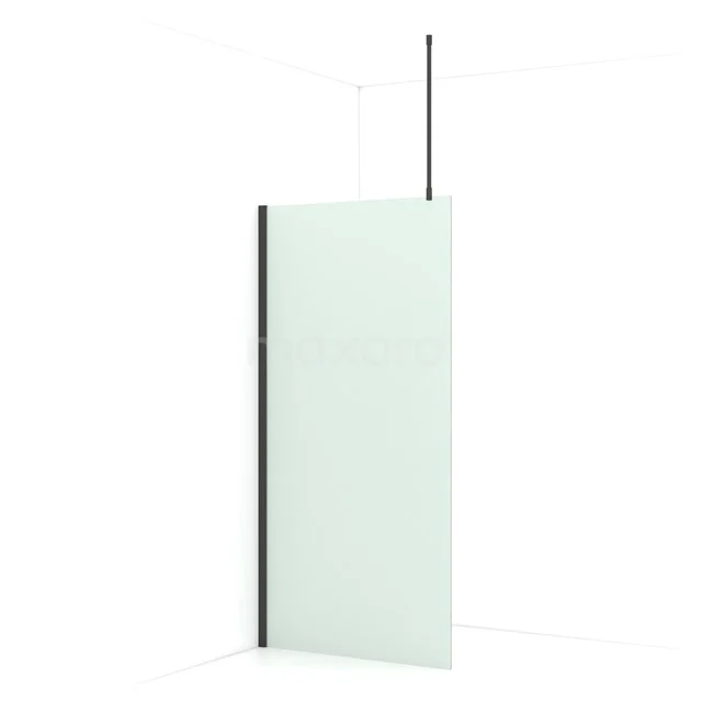 Diamond Walk-in shower | 100 cm Black chrome Frosted glass Fixed wall IDA10717BCN