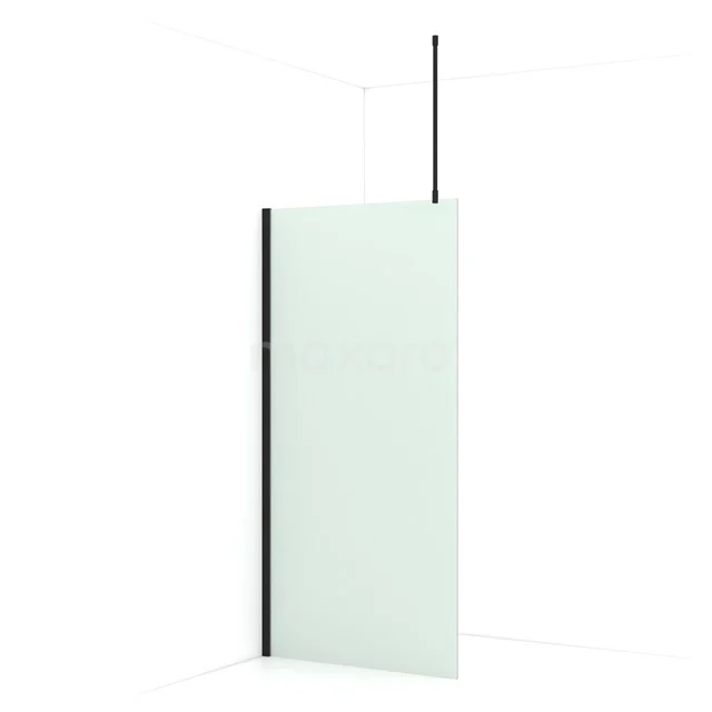 Diamond Walk-in shower | 90 cm Matte black Frosted glass Fixed wall IDA09717MB