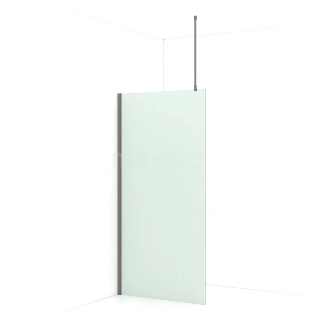 Diamond Walk-in shower | 90 cm Black metal Frosted glass Fixed wall IDA09717ZMN