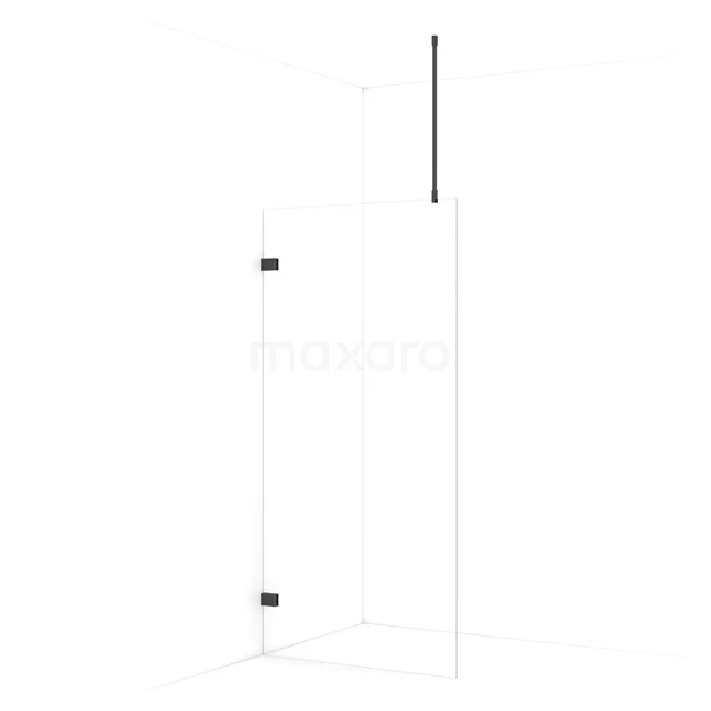 Diamond Walk-in shower | 90 cm Black chrome Clear glass Fixed wall IDA09720BC