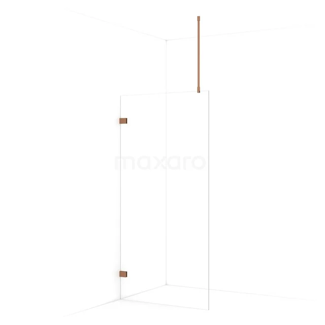 Diamond Walk-in shower | 90 cm Copper Clear glass Fixed wall IDA09720KP