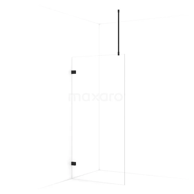 Diamond Walk-in shower | 90 cm Matte black Clear glass Fixed wall IDA09720MB