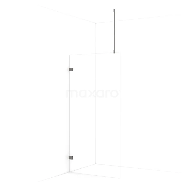 Diamond Walk-in shower | 90 cm Black metal Clear glass Fixed wall IDA09720ZM