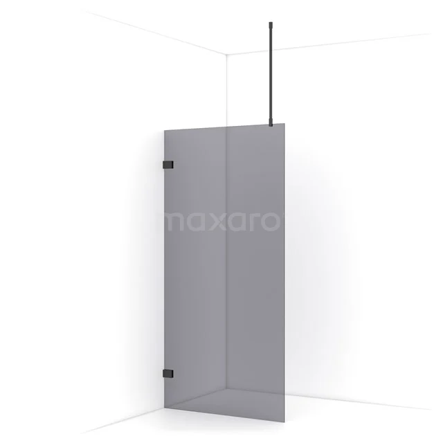 Diamond Walk-in shower | 90 cm Black chrome Smoke glass Fixed wall IDA09721BC