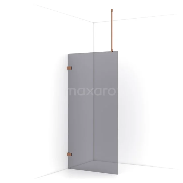 Diamond Walk-in shower | 90 cm Copper Smoke glass Fixed wall IDA09721KP