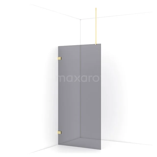 Diamond Walk-in shower | 90 cm Light gold Smoke glass Fixed wall IDA09721LG
